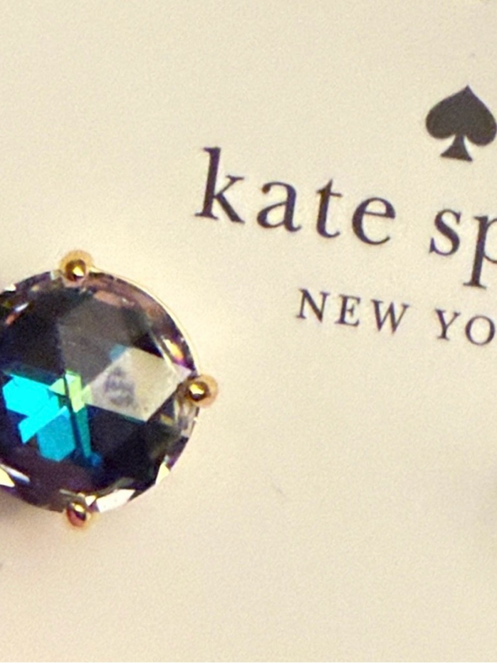 Kate Spade New York iridescent Blue Crystal Stud Earrings *nwt - Picture 2 of 4